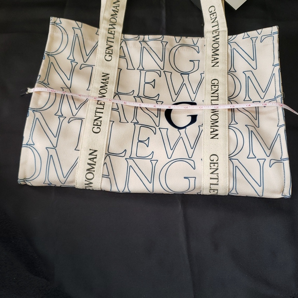 Gentlewoman Ivory Canvas Tote with Navy Logo - Picture 14 of 14